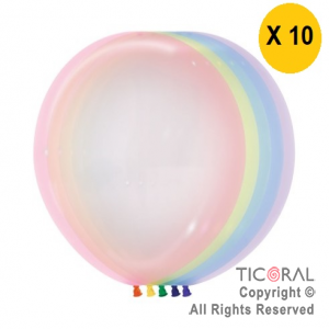 GLOBO SEMPERTEX R24 CRISTAL PASTEL 300 SURTIDOS MULTICOLOR x 10